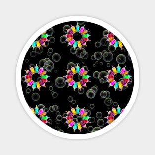 Retro Bobba Tea/Bubble Tea and Bubble Circle Flower Design Magnet